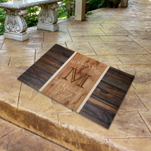 Rustikales Monogramm aus Ton für vertikale Streife Fußmatte