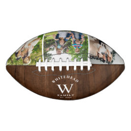 Rustikales Monogramm Dunkles Holz Foto Collage Foo Football
