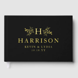 Rustikales Monogramm einfache Erstehe und Name Hoc Gästebuch