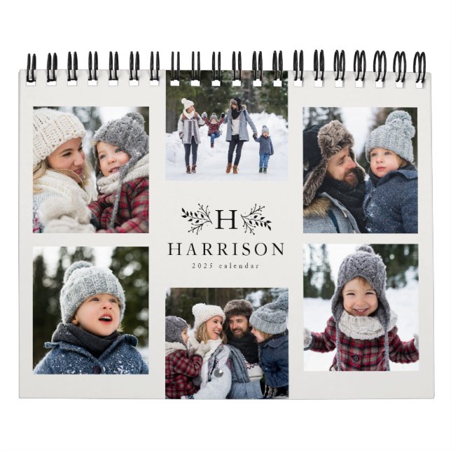 Rustikales Monogramm Foto-Collage Kalender (Titelbild)