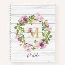 Rustikales Monogramm Gold M Name Blumenkraut