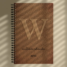 Rustikales Monogramm goldene Schriftzeichen mit br Notizbuch