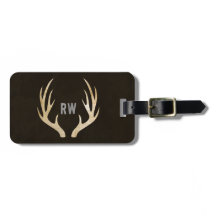 Rustikales Monogramm Hirsch Antler Gepäckanhänger 