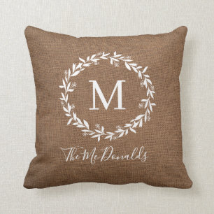 Rustikales Monogramm Moderner Farmhausstil Kissen