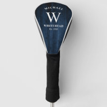 Rustikales Monogramm Navy Blue Wood