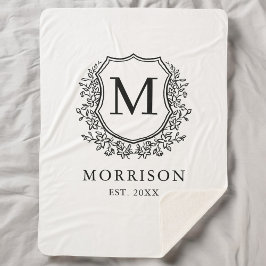 Rustikales Monogramm Schwarz-weißes Wappen neu ver Sherpadecke