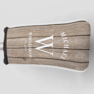 Rustikales Monogramm Tan Wood Golf Headcover