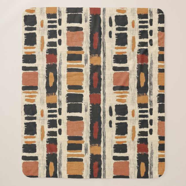 Rustikales Mudcloth-Geometrisches Muster (1) Sherpadecke (Vorderseite)