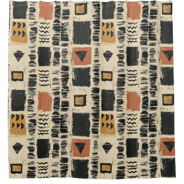 Rustikales Mudcloth-Geometrisches Muster (3) Duschvorhang (Vorderseite)
