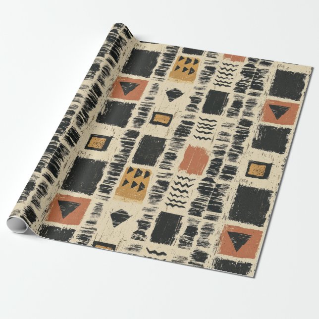 Rustikales Mudcloth-Geometrisches Muster (3) Geschenkpapier (Ungerollt)