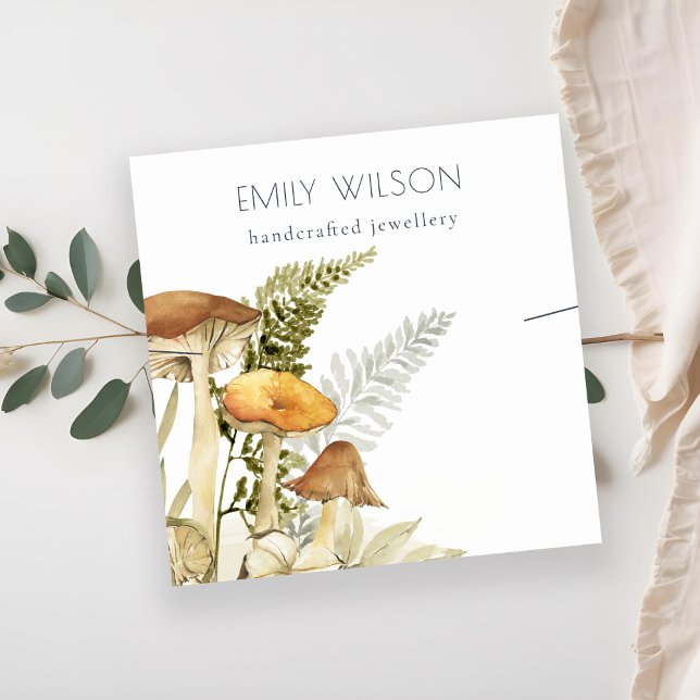 Rustikales Mushroom-Fern-Foliage-Band-Display Quadratische Visitenkarte (Von Creator hochgeladen)