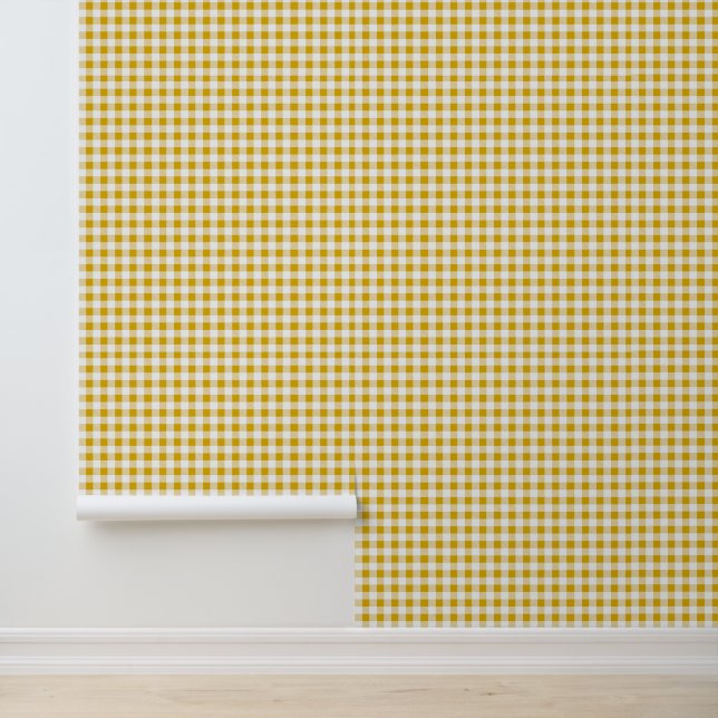 Rustikales Mustard Yellow Small Gingham Pattern Tapete (Anwendung)