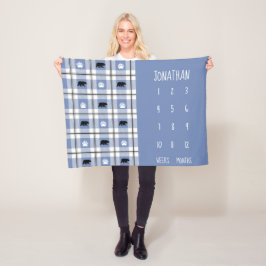 Rustikales Muster aus blauem und weißem Bären Fleecedecke