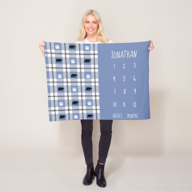 Rustikales Muster aus blauem und weißem Bären Fleecedecke (Beispiel)