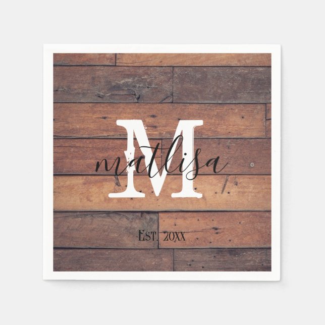 Rustikales Muster für braune Skripte Serviette (Vorderseite)