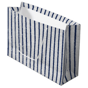 Rustikales Muster für graue Linen und blaue Streif Große Geschenktüte