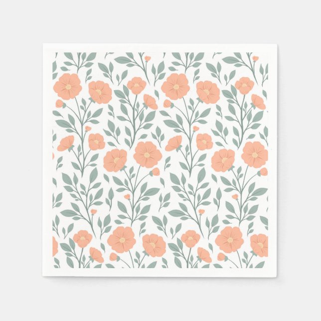 rustikales Muster mit rosa Blume Serviette (Vorderseite)