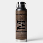 Rustikales Muster Monogramm-Skriptname Trinkflasche<br><div class="desc">Rustikales Muster Monogramm Skriptname Wasser Flasche</div>