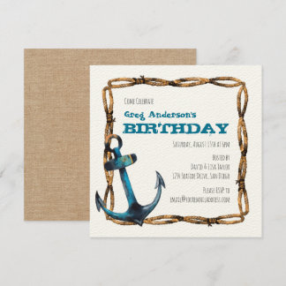 Rustikales Nautic Anchor Party Einladung