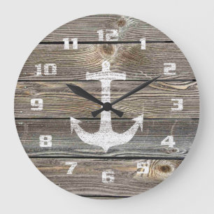 Rustikales Nautic Schönes authentisches Holz Große Wanduhr