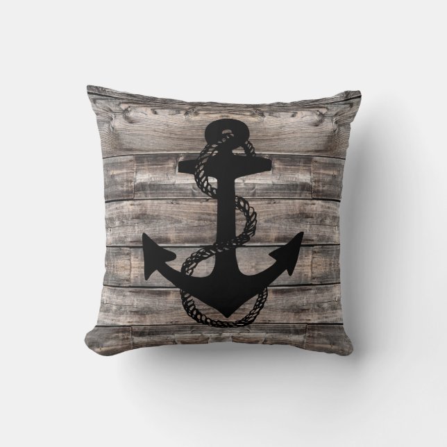 Rustikales nautisches + ANCHOR ROPE | Kissen (Vorderseite)