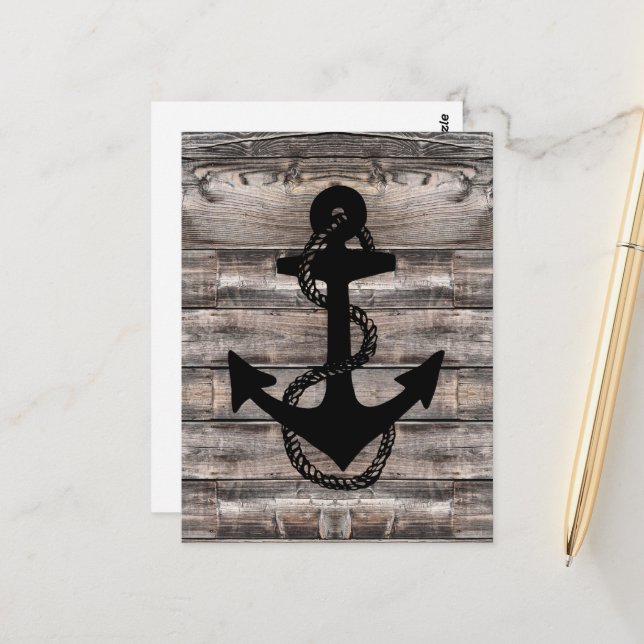Rustikales nautisches + ANCHOR ROPE | Postkarte (Vorderseite/Rückseite Beispiel)