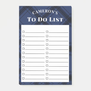 Rustikales Navy Blau Kariert zu führen Post-it Klebezettel