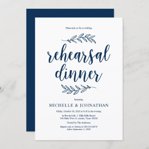 Rustikales Navy Blue, Hochzeit-Probe-Dinner Einladung
