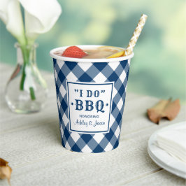 Rustikales Navy Blue I Do GRILLEN Custom Wedgram Pappbecher