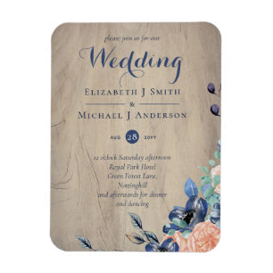 Rustikales Navy Blue und Orange Wedland Woodland Magnet