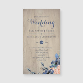 Rustikales Navy Blue und Orange Wedland Woodland Magnetkarte
