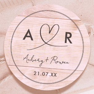 Rustikales neutrales Boho Blush Wood sieht Niedlic Runder Aufkleber