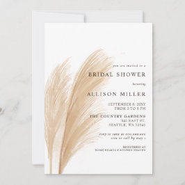 Rustikales, neutrales Boho Pampas-Brautparty I Einladung