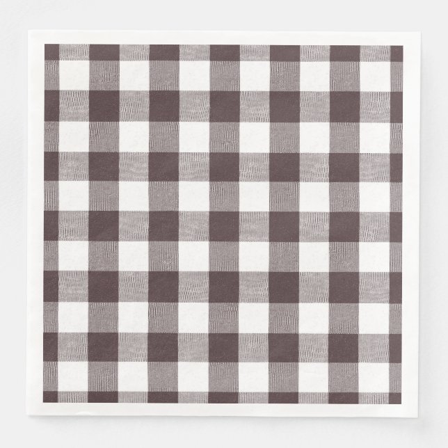 Rustikales neutrales Brown White Gingham Buffalo K Serviette (Vorderseite)