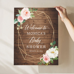 Rustikales Niedlich geometrisches Blumenbaby-Dusch Poster