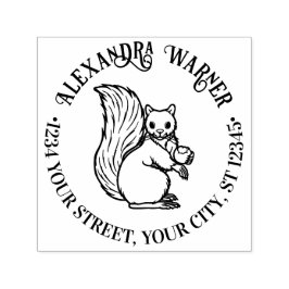 Rustikales Niedliches Eichhörnchen mit Nut Name Rü Permastempel