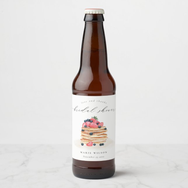Rustikales Niedliches Fruchtpancake Wasserfarben B Bierflaschenetikett (Vorderseite)