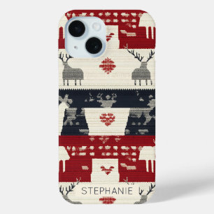 Rustikales nordisches Rentier & Schneeflocke Str Case-Mate iPhone Hülle