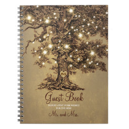 Rustikales Oak Tree String Lights Wedding Guest Bo Notizblock