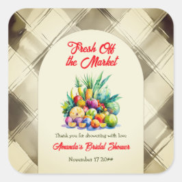 Rustikales Obst-Brautparty Quadratischer Aufkleber