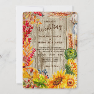 Rustikales Obst und Blume Ernte Hochzeit Einladung