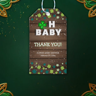 Rustikales Oh Baby St. Patrick's Day Baby Shower Geschenkanhänger