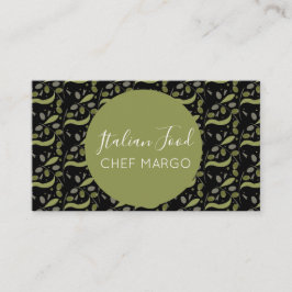 Rustikales Olive Branch Muster Italienischer Koch  Visitenkarte