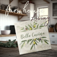 Rustikales Olivenöl und Zweige Bella Cucina