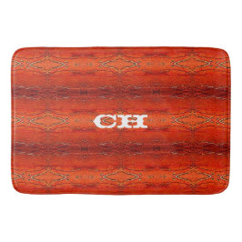 Rustikales Orange Aztec Streifen Muster Monogramm Badematte