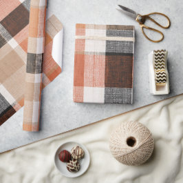 Rustikales Orange-Braun Wüsten-Sand Karomuster Geschenkpapier