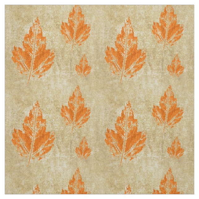 Rustikales Orange Leaf Fabric Stoff (Muster)