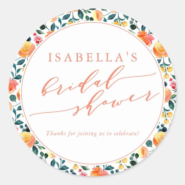 Rustikales Orangefarbenes Brautparty Runder Aufkleber (Vorderseite)