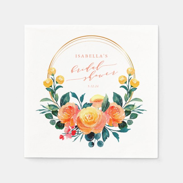 Rustikales Orangefarbenes Brautparty Serviette (Vorderseite)