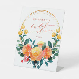 Rustikales Orangefarbenes Brautparty Sockelschild